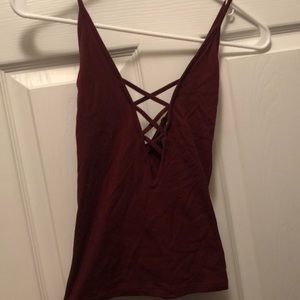 Stretchy lace up crop top